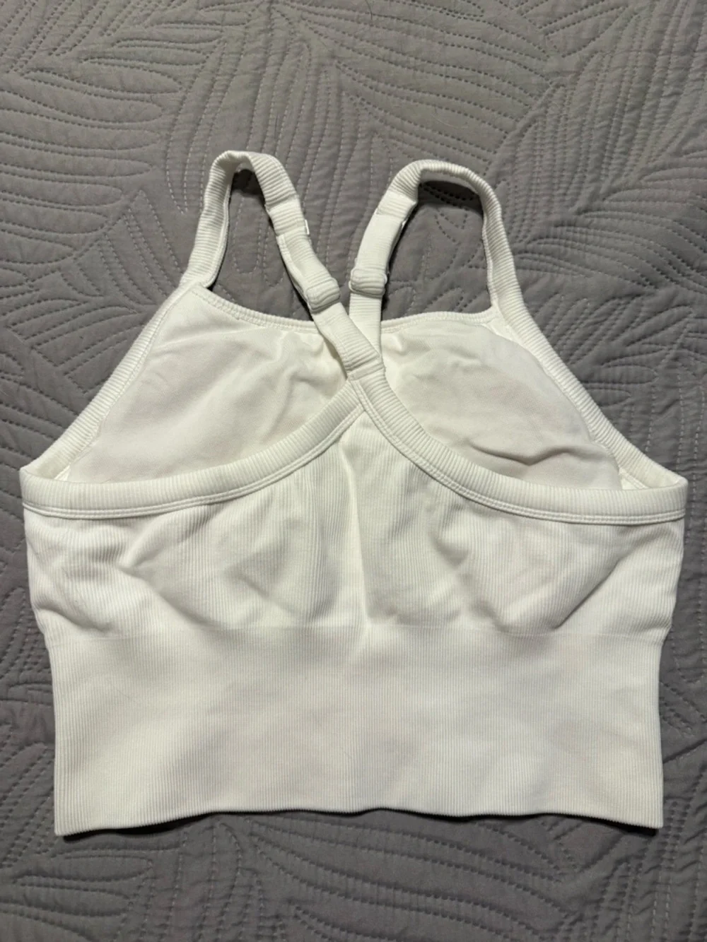 ALO Yoga White Ribbed Padded Sports Bra